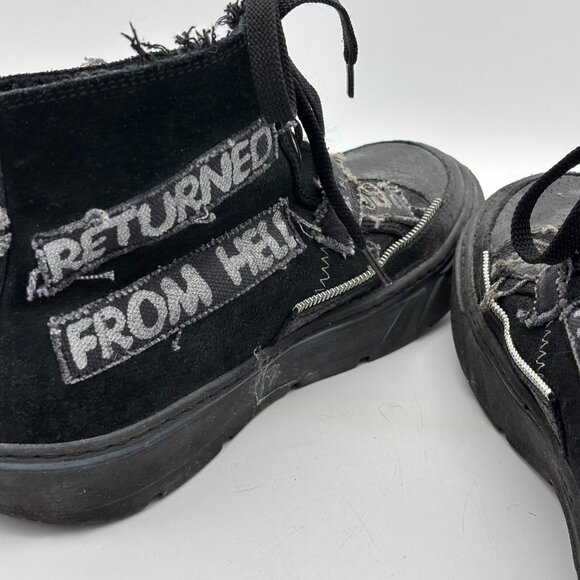 Vintage Cream Soda High Tops Black Sneakers Motorcycle Ride To Live To Ride - 9 - Picture 6 of 10